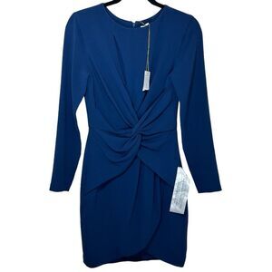 NWT Dress The Population Coby Pacific Blue Long Sleeve Twist Cut Out Dress Small